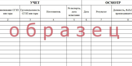 Журнал осмотра сгзп и тары образец заполнения